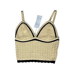 Sage The Label NWT Boh Baby Bustier Crochet Top, Small, Black & Ivory